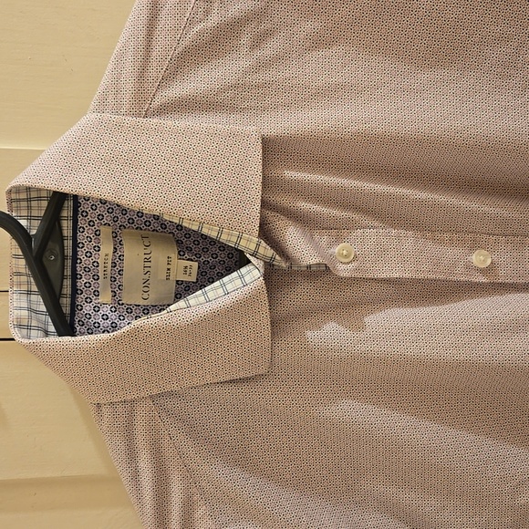 Construct purple and blue micro print mens l/s dress shirt Sz 16.5 (34/35) Slim - Picture 2 of 9